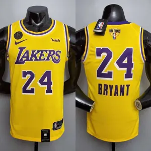 New Bryant #24 Lakers Commemorative Edition Round neck yellow