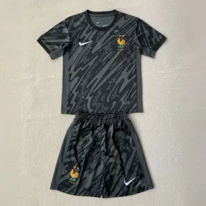 2024 France Goalkeeper Black Adults And Kid Kits UEFA Euro Children Sets Football Replicas Yupo