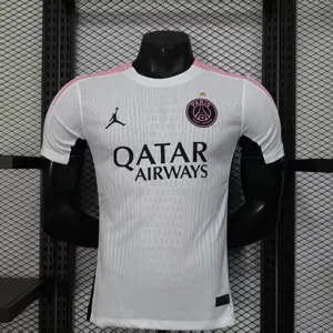 25-26 PSG White&Pink Pre-Match Kit Player Version Shirt Soccer AAAAJersey Yupoo