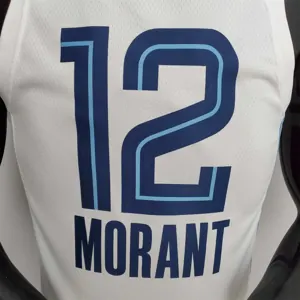 75th Anniversary Memphis Grizzlies MORANT#12 White NBA Jersey 3