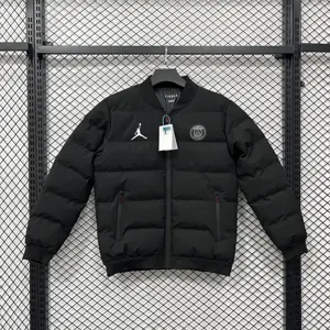 25-26 PSG Black Thermal Cotton-Padded Jacket Kit AAAAJersey Supply Yupoo