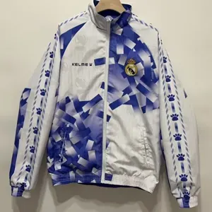 96-97 Real Madrid Retro Trench Coat Reversible Windbreaker Double-Sides Jacket 3