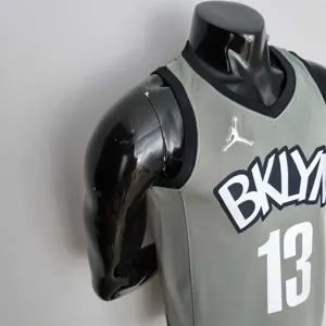 75th Anniversary Harden #13 Brooklyn Nets City Edition Gray NBA Jersey 2