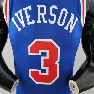 Retro Philadelphia 76ers Iverson #3 crew neck blue NBA Jersey 8