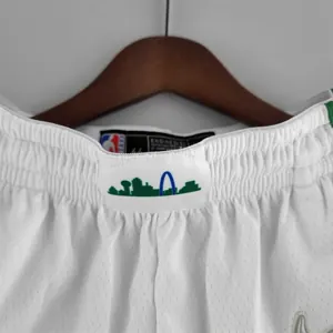 2022 Dallas Mavericks Urban Edition NBA Shorts White Green Trim 3