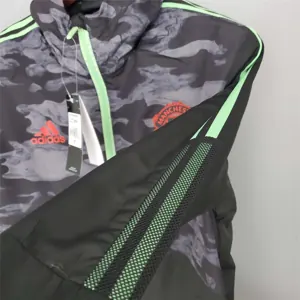 21-22 Manchester United Black and Grey Camouflage Windbreaker 5