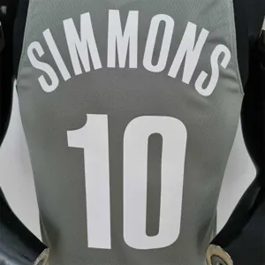 75th Anniversary Simmons #10 Brooklyn Nets City Edition Gray NBA Jersey 8