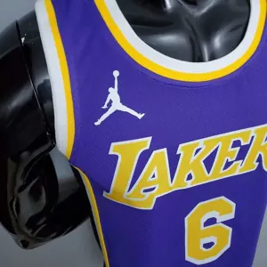 New Lakers Jordan JAMES#6 Theme Purple Round Neck 2
