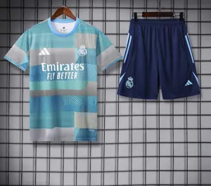 25-26 Real Madrid Training Kits Light Blue Football Tracksuits 5