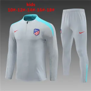 24-25 Atletico Madrid Player Kids Long Sleeve Training Suit Football Shirts