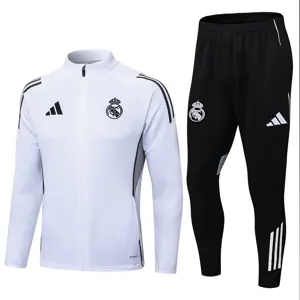 25-26 Real Madrid White&Black Training Kits Long Football Tracksuits