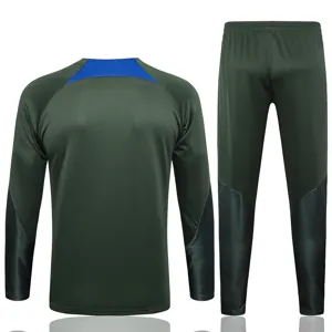 23-24 PSG Military Color Training Suits Long Sleeve Zipper Tracksuit Cheap Jerseys Yupoo 2