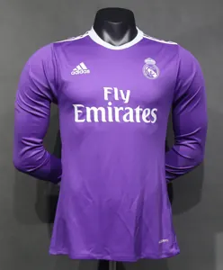 16-17 Real Madrid Away Retro Kit Vintage Player Version Long Sleeve Shirt AAAAJersey Dropship Y