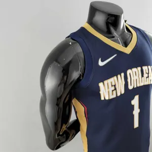 75th Anniversary New Orleans Pelicans Williams #1 Navy Blue NBA Jersey 9