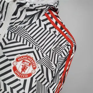 21-22 Manchester United Black-White Stripes Windbreaker 3