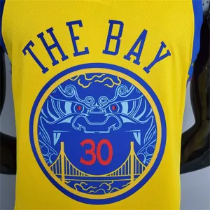 2018 Warriors#30 Chinese Dragon Robe Yellow 2