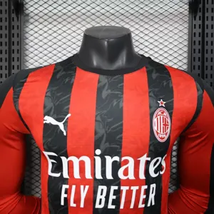 25-26 AC Milan Home Kit Player Version Long Sleeve Shirt AAAAJersey Wholesale Yupoo 3