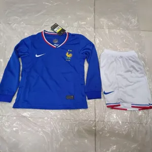 2024 France Home Kid Kits UEFA Euro Long Sleeve Youth Apparels Soccer Jerseys Yupoo