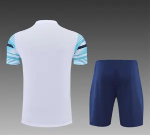 22-23 Manchester City Training Wear Short Sleeve Kit White and Blue Colorblock 8