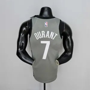 75th Anniversary Durant #7 Brooklyn Nets City Edition Gray NBA Jersey 7