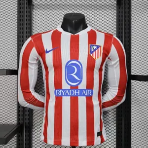 25-26 Atletico Madrid Home Kit Long Sleeve Player Version Shirt AAAAJersey Dropship Yupoo