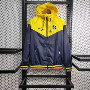 2024 Brazil Yellow and Navy Windbreaker Jacket Football Replicas Yupoo