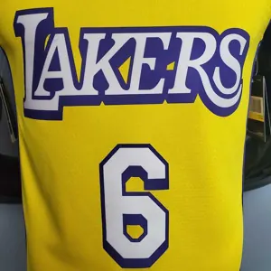 James #6 Lakers V-neck City Edition yellow 1