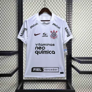 23-24 Corinthians Home Kit With All Sponsor White Shirt Soccer Jerseys For Sale
