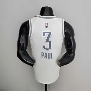 75th Anniversary 2202 Season Oklahoma City Thunder PAUL#3 City Edition White NBA Jersey 7