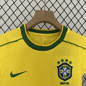 1998 Brazil Home Retro Kids Kit World Cup Shirt Soccer Jerseys Yupoo 7