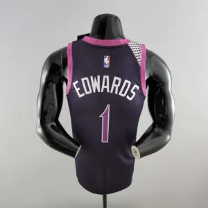 Minnesota Timberwolves EOWAROS#1 Black and Purple NBA Jersey 3