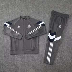 25-26 Real Madrid Deep Grey Tracksuit Long Jacket Suits 1