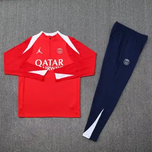 25-26 PSG Red Training Kits Long Football Tracksuits 2