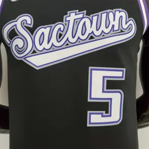 2022 Season Fox#5 Kings City Edition Black NBA Jersey 7
