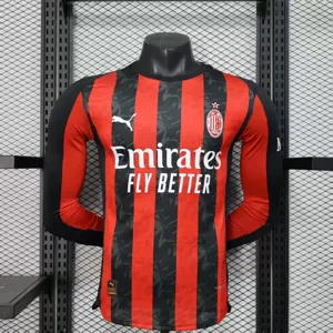 25-26 AC Milan Home Kit Player Version Long Sleeve Shirt AAAAJersey Wholesale Yupoo