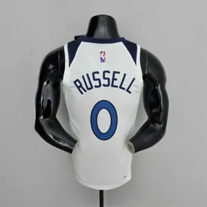 75th Anniversary Minnesota Timberwolves Russell #0 Royal White NBA Jersey 5