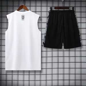 25-26 Brazil White Jesus Training Kits Football Vest Suits 4