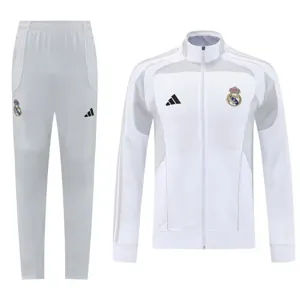 25-26 Real Madrid Grey&White Football Tracksuit Long Jacket Suits