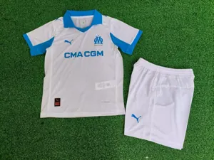 25-26 Marseille Home Kid Kits Player Version Youth Apparels Football AAAAJersey Supply Yupoo