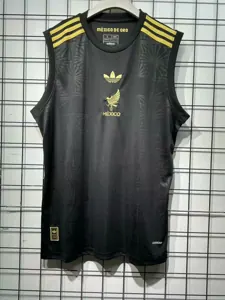 2025 Mexico Summer Vest Gold Black Kit Soccer Shirt AAAAJersey Dropship Yupoo