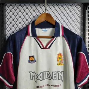 99-00 West Ham Iron Maiden Away Joint Board Retro Kit Vintage Shirt 4