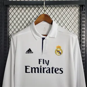 16-17 Retro Real Madrid home Long Sleeve Size S-XXL Soccer Jersey 2