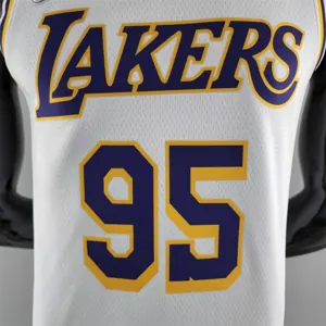 75th Anniversary TOSCANO #95 Los Angeles Lakers White NBA Jersey 6