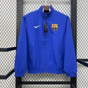 25-26 Barcelona White&Blue Trench Coat Reversible Windbreaker Double-Sides Jacket 3