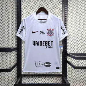 23-24 Corinthians Home Kit With All Sponsor White Shirt Soccer Jerseys For Sale 2