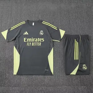 25-26 Real Madrid Grey&Green Training Kits Football Tracksuits 1