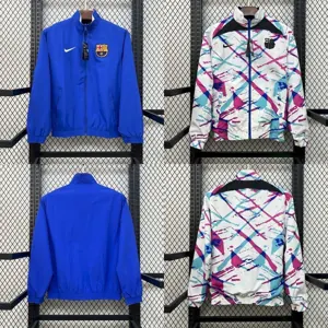 25-26 Barcelona White&Blue Trench Coat Reversible Windbreaker Double-Sides Jacket