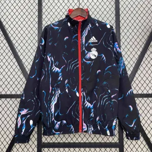 24-25 Real Madrid Red&Navy Trench Coat Reversible Windbreaker Double-Sides Jacket AAAAJersey Yu 5