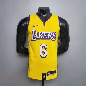 James #6 Lakers V-neck City Edition yellow