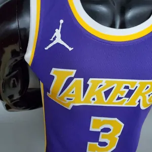New Lakers Jordan DAVIS#3 Theme Purple Round Neck 2